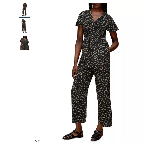 Whistles Black Button Jumpsuit w/Cropped Straight Leg US10/UK14 - Picture 1 of 15